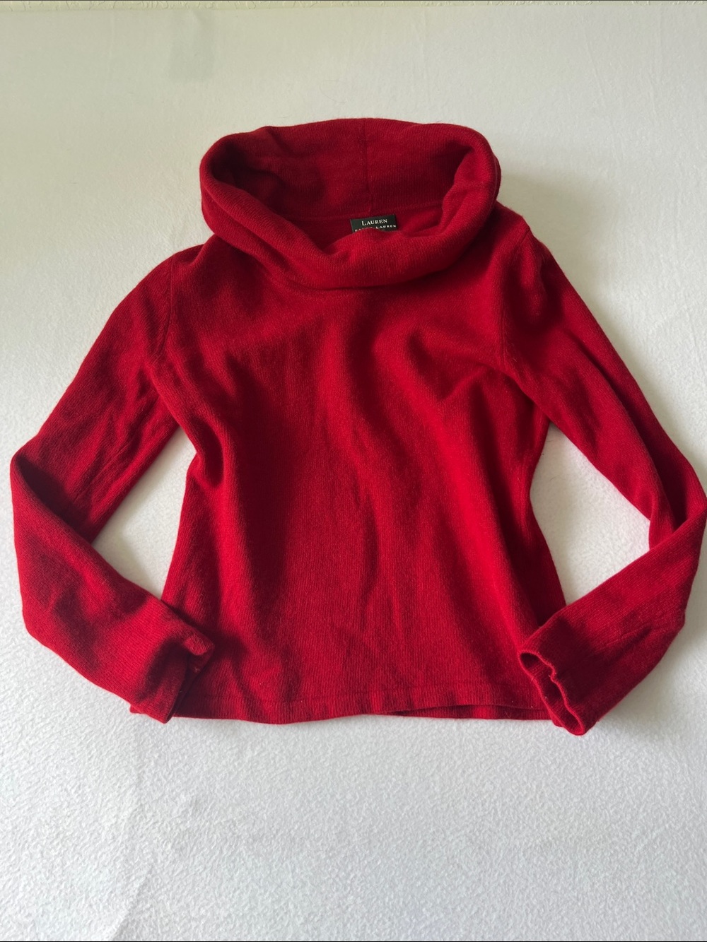 Lauren Ralph Lauren Red Cowlneck Sweater Wool/Angora/Cashmere Blend